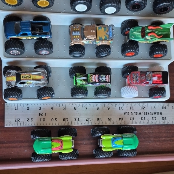 Mattel Monster Truck Collection - Red, Blue, Green, Black Lot Of Eleven Used.